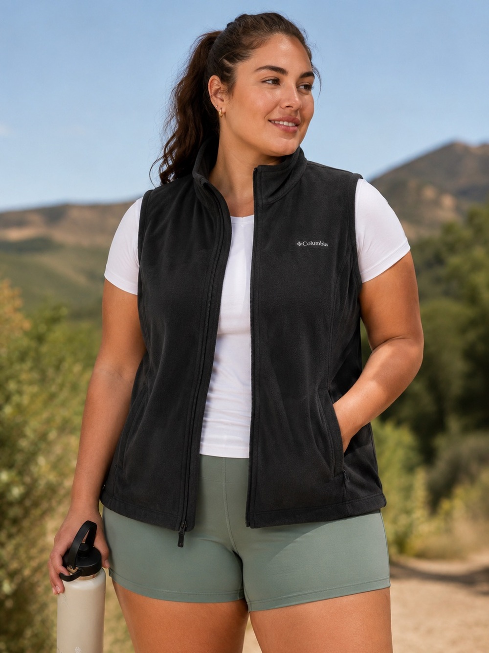 BNWT Columbia Plus Size 1X 100% Polyester/Fleece Black Vest